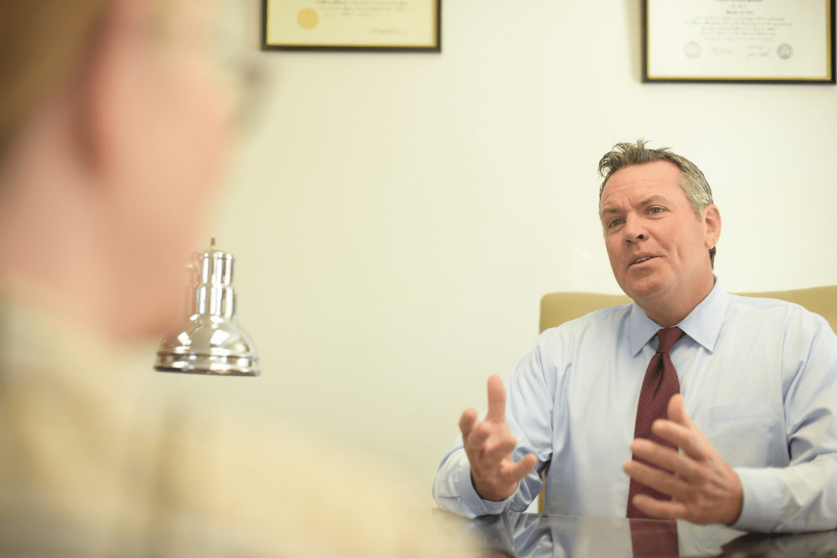 Steve Mortimer meeting with a client